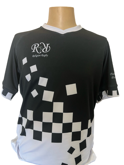 Maillot rugby noir et blanc damiers