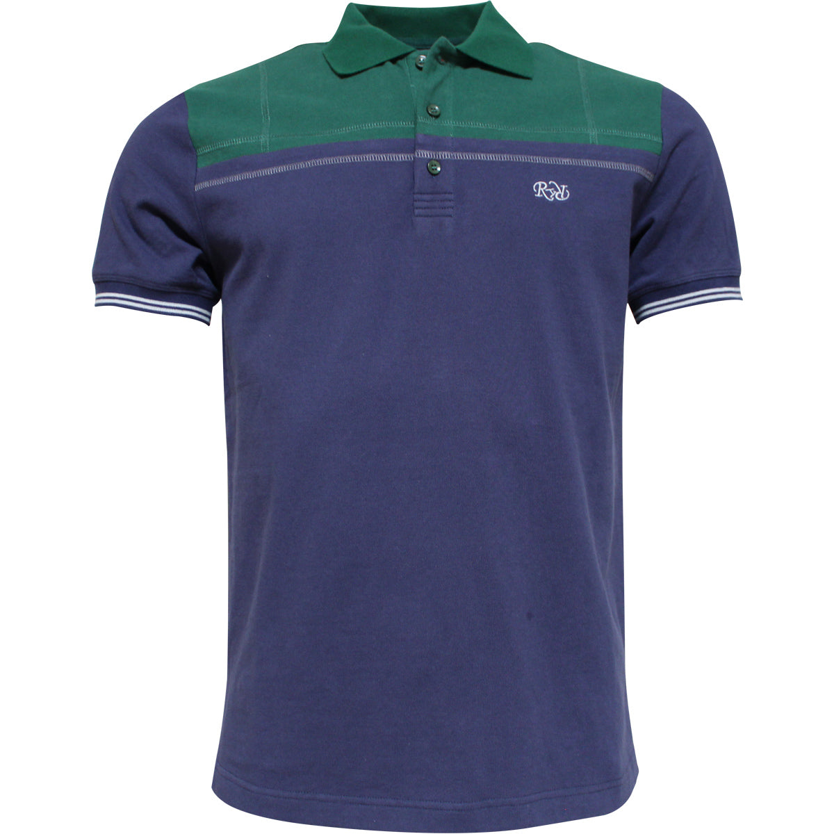Polo Élégant en Crampons - marine et vert